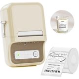Misda Store B21 Etiket Yazıcısı, 1 Rulo Başlangıç Bandı, Bluetooth Kendinden Yapışkanlı Etiketleme Cihazı, Yazdırma Cihazı, Baskı Boyutu 20 – 50 Mm, Ios ve Android ile Uyumlu, Ev, Ofis Için (Bej)