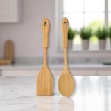 Misda Store Bambu 2'li Servis Seti, Tavalarınız ve Kızarmanız Için Spatula, Servisleriniz Için Büyük Kaşık | 2 Adet Lüks Bambu Set