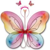 Misda Store Bebek ve Parti Kelebek Kanat, Asa Taç 3'lü Set - Rainbow