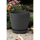 Misda Store Begonya Saksı 12 Litre Siyah Modern Begonya Yuvarlak Saksı Siyah Siyah