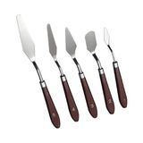 Misda Store Bıçağı 5 Parça Paslanmaz Çelik Spatula Seti, Kil Hamuru Pasta Krema Yağlıboya Için Ahşap Saplı Süsleme Şekil Verme ve Kazıma, Boya Araçları,mutfakta ve Diğer Hobi ve El Sanatları Için