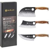 Misda Store Bıçak Seti – 3’lü Et ve Mutfak Bıçağı: Sırp Şef Bıçak, Satır Bıçağı, Viking Bıçak – Ergonomik Ahşap Saplı, El Dövmesi Desenli, Paslanmaz Çelik
