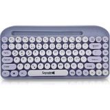 Misda Store Bluetooth Klavye Renkli Retro Kablosuz Klavye Daktilo Görünümlü Tuş Tasarımı Şık ve Kullanışlı Telefon Koyma Gözü Pilli Türkçe Q Klavye Sw-05 (Mor)
