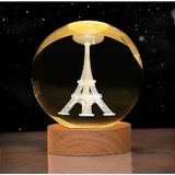 Misda Store Cam Küre Işıklı Göz Yormayan Paris Eyfel Kulesi Motifli Masaüstü Aydınlatma Gece Lambası Dekoratif Çocuk Odası Salon Yatak Odası Lamba 6cm x 6cm (Eyfel Kulesi)