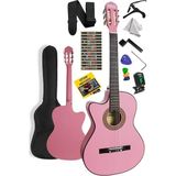 Misda Store CG-396PK Solak Klasik Gitar Pembe Renk Full Set Sap Ayarlı 4/4 Yetişkin Boy