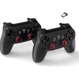 Misda Store Çift Josystick 2.4g Kablosuz Oyun Kolu Pc Uyumlu Pilli Joystick Wireless Gamepad USB Dongle Bağlantı Kaymaz Tasarım 0019 Siyah (0019 - Çiftli Siyah)