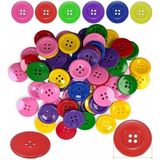 Misda Store cm 50 Li 1 Paket 18 mm Plastik Renkli Düğme Dikiş Parlak Yuvarlak 4 Delikli Düğme Etkinlik Okul