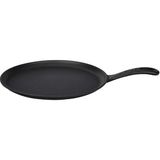 Misda Store Döküm Krep / Pizza / Pancake Tavası, Yuvarlak Metal Saplı 26CM Siyah