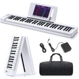 Misda Store Dp-06 Katlanabilir Piyano, 61 Tuşlu Tam Boy Yarı Ağırlıklı Klavye, Bluetooth Taşınabilir E-Piyano, Yeni Başlayanlar Için, Çantalı