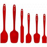 Misda Store Drongo Isıya Dayanıklı Yanmaz Yapışmaz Silikon Spatula Seti 6 Parça Kırmızı