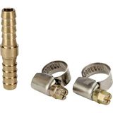 Misda Store Einhell Çift Taraflı Hortum Bağlama Borusu 9 mm (Kompresör Aksesuarı, Sağlam Pirinçten Yapılmış, Basınçlı Hava Hortumları Için, 2x Kelepçe Dahil) - 4139320