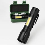 Misda Store El Feneri, LED USB Şarjlı Ultra Güçlü Mini Boy Metal Kasa, 3 Modlu Işık Modülü, Klipsli Kutulu, Şarj Kablosu Dahil, Taşınabilir Küçük Fener
