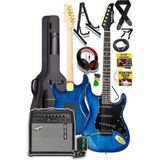 Misda Store GLC-40BL-50AMP Elektro Gitar Seti 50 Watt Şarjlı Bt Amfi Kulaklık ve Full Set