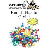 Misda Store Harita Çivisi 100'LÜ 1 Paket Mantar Pano Raptiyesi Pano Iğnesi Ofis Okul Büro