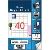 Misda Store Hazır Etiket 52.5X29.7 mm 10 Sayfa 1 Paket 40 Lı Kendinden Yapışkanlı Fotokopi Lazer Inkjet Kağıdı Yazıcılar Için Uyumlu