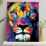 Misda Store Hobi Sanat Sayılarla Boyama Tuval Seti Fırça Boya Dahil (Çıtalı) 40X50 cm - Aslan