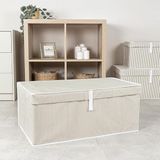 Misda Store Home Çok Amaçlı Kapaklı Sandık Tipi Hurç Organizer – Büyük Boy Saklama Kutusu – Dolap Içi, Yatak Altı ve Baza Altı Için Sert ve Dayanıklı Depolama Çözümü – Katlanabilir (Krem, 70X40X30 Cm)