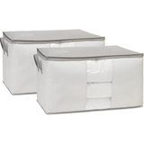 Misda Store Home Textile 2'li Mega Boy Pvc Pencereli Stuff & Things Gri Çizgili Hurç Set
