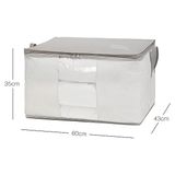 Misda Store Home Textile Büyük Boy Pvc Pencereli Gri Çizgili Stuff & Things Hurç 60 x 43 x 35 cm
