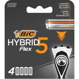 Misda Store Hybrid 5 Flex 4'lü Yedek Tıraş Bıçağı Kartuşu (5 Bıçak), 5 Nano Teknolojik Titanyum Bıçak, E Vitamini ile Zenginleştirilmiş Geniş Kayganlaştırıcı Bant