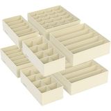 Misda Store Iç Çamaşırı Düzenleyici 8'li Set, Çekmece Düzenleyici, Katlanabilir, Elbise Dolabı, Saklama Kutusu, Kumaş Kutular, Saklama, Sütyen, Çorap, Kravat Için, Bej RUS008M01