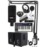 Misda Store Impressive Paket-3 Stüdyo Ekipmanları Seti (Monitör Mikrofon Ses Kartı Kulaklık Midi Klavye)