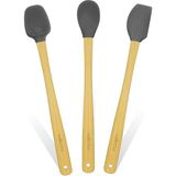 Misda Store Indigo 3'lü Gri Bambu Silikon Spatula Seti Uzun 26 cm VLT1504