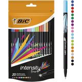Misda Store Intensity Fineliner Ince Uçlu Keçeli Kalem 20'li Kutu, 20 Canlı Renk, 0.4 Mm. Çizgi Kalınlığı, Metal Korumalı Keçeli Uç