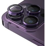 Misda Store iPhone 15 Pro - 15 Pro Max / 14PRO - 14PROMAX Modellerinin Tümüne Uyumlu Alüminyum Alaşım Çerçeveli ve 9h Sertliğinde Temperli Camlı Lens Koruyucu (Mor)