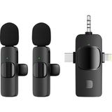 Misda Store Kablosuz Ikili Yaka Mikrofonu iPhone ile Uyumlu 3.5mm Aux iPhone Type-C Pc Tablet Video Kayıt Röportaj Canlı Yayın Vlog Kablosuz Mikrofon USB C ve Amfi ve Bilgisayar Uyumlu ZR564