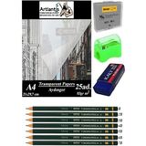 Misda Store Kağıdı A4 83 gr 25'li 1 Paket Eskiz Kağıdı Fatih Dereceli Kalem Hamur Silgi Sınav Silgisi Kalemtraş