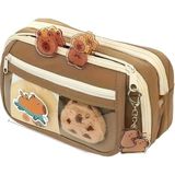 Misda Store Kalem Kutusu Kapibara Kalemlik Büyük Kapasiteli Aksesuarlı Geniş Büyük Boy Kawaii Kore Tarzı Sevimli Kalem Kutusu (1 Adet Doll+5 Adet Sticker Dahildir)