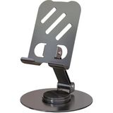 Misda Store Kaliteli Metal Stand Katlanabilir ve Ayarlanabilir 360 Derece Dönebilen Tablet Standı Telefon Tutucu Masa Üstü Gri Stant