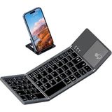 Misda Store Katlanabilir Bluetooth Klavye, Rock & Rown Cep Boyutunda Taşınabilir Kablosuz Klavye Touchpad ile Mac Os, Android, Windows, Linux, Pc, Tablet Için, Şarj Edilebilir Li-Ion Pilli, Koyu Gri