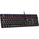 Misda Store Kb-Mekanik 1 Lumos USB Rainbow Aydınlatmalı Full Anti-Ghosting Mekanik Gaming Oyuncu Klavye (Siyah (Red Switch)
