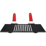 Misda Store Metal Döküm Mangal Izgarası, Çift Silikon Kulplu, 40 x 25 x 0.7 cm
