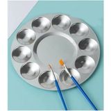 Misda Store Metal Palet 1 Adet Metal Boya Paleti 10 Hazneli 17 cm Paslanmaz Resim Boyama Paleti Fırça Hediyeli