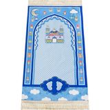 Misda Store Online Dijital Baskılı Çocuk Seccadesi Mavi Renkli Seccade - 3