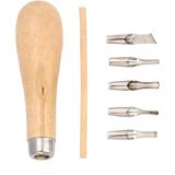 Misda Store Oyma Seti 7 Parça 1 Paket Linol Oyma Kesme Bıçak Seti 5 Bıçaklı Linolyum Baskı Ahşap Saplı
