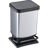 Misda Store Paso Çöp Kutusu 20L Kapaklı, Plastik (Pp) Bpa Içermez, Gümüş Metalik, 20 Litre (29,3 x 26,6 x 45,7 Cm)