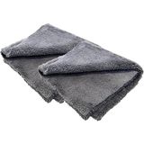 Misda Store - Pasta Cila Wax Parlatma Havlusu, Mikrofiber Peluş Oto Araba Temizlik Cilalama Bezi, Kenarsız Lazer Kesim Araba Detaylandırma Havlu 40X40 cm - 2'li Paket (Gri)