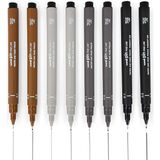 Misda Store Pin Fineliner Çizim Kalemleri, Eskiz Için, 8 Adet, 0,1 – 0,5 Mm), Siyah, Koyu Gri, Açık Gri, Sepya