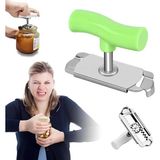 Misda Store Pratik Kavanoz ve Şişe Kapak Açacağı - Yeşil – Paslanmaz Çelik, Ayarlanabilir, Ergonomik Tutma Saplı
