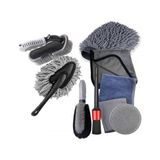 Misda Store Profesyonel Mikrofiber 9 Parça Araç Temizleme Seti Araç Lastik Torpido Jant Yıkama Seti Araç Fırca Seti