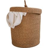 Misda Store Rustic Retreat Jüt Kapaklı Moderin Tasarım Geniş Hacim Kapasiteli Çamaşır Oyuncak Havlu Battaniye Giyisi Sepeti Estetik Görünümlü Her Alana Uygun (Hasır, 40 x 50 Cm)