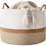 Misda Store Rustic Retreat Jüt Kapaklı Moderin Tssarım Geniş Hacim Kapasiteli Çamaşır Oyuncak Havlu Battaniye Giyisi Sepeti Zarif ve Estetik Tasarım Depolayıcı Organizer Y (Jüt_beyazkırçıl)