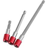 Misda Store Sağlık Dişli Tornavida Ucu Tutucu, 3 Adet 1/4 "altıgen Şaft Manyetik Matkap Uzatma Hızlı Çıkarma Tornavida Somun Matkap Tutucu, 1/4", 60/100/150MM (Kırmızı)