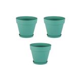 Misda Store Saksı YS02 – 3'lü Set, Yeşil | 1.7 Litre, 160 mm Ağız Çapı | Alt Sulamalı Modern Plastik Saksı