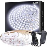 Misda Store Şerit LED Işık Aydınlatma Seti Aç/kapa Butonlu, Adaptörlü, Mutfak Tezgah, Çalışma Masası, Dolap ve Raf Işıklandırma, Dekoratif Aydınlatma (Beyaz, 250 Cm)