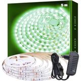 Misda Store Şerit LED Işık Aydınlatma Seti Aç/kapa Butonlu, Adaptörlü, Mutfak Tezgah, Çalışma Masası, Dolap ve Raf Işıklandırma, Dekoratif Aydınlatma (Yeşil, 500 Cm)